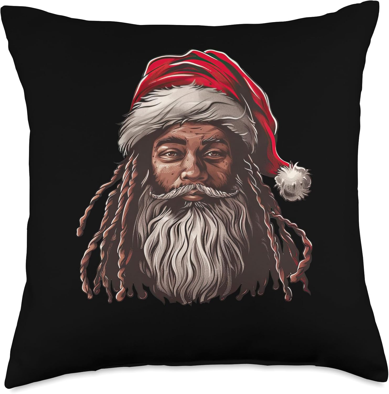 Dreadlock Santa Claus Afrocentric Black Christmas Throw Pillow