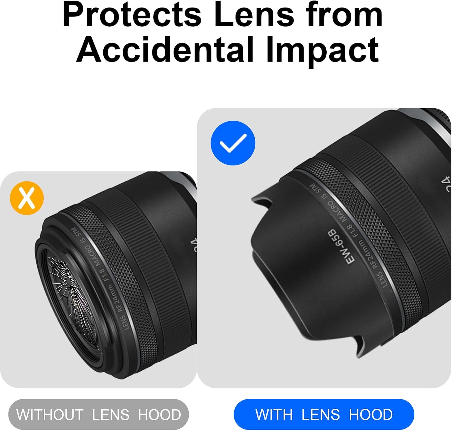 EW-65B Bayonet Flower Lens Hood Shade for Canon RF 24mm F1.8 Macro is STM,EF 24mm 2.8 is USM and EF 28mm 2.8 is USM Lenses - Replace Canon EW-65B,Anti - Flare,Protect Lens​,Reversible Design