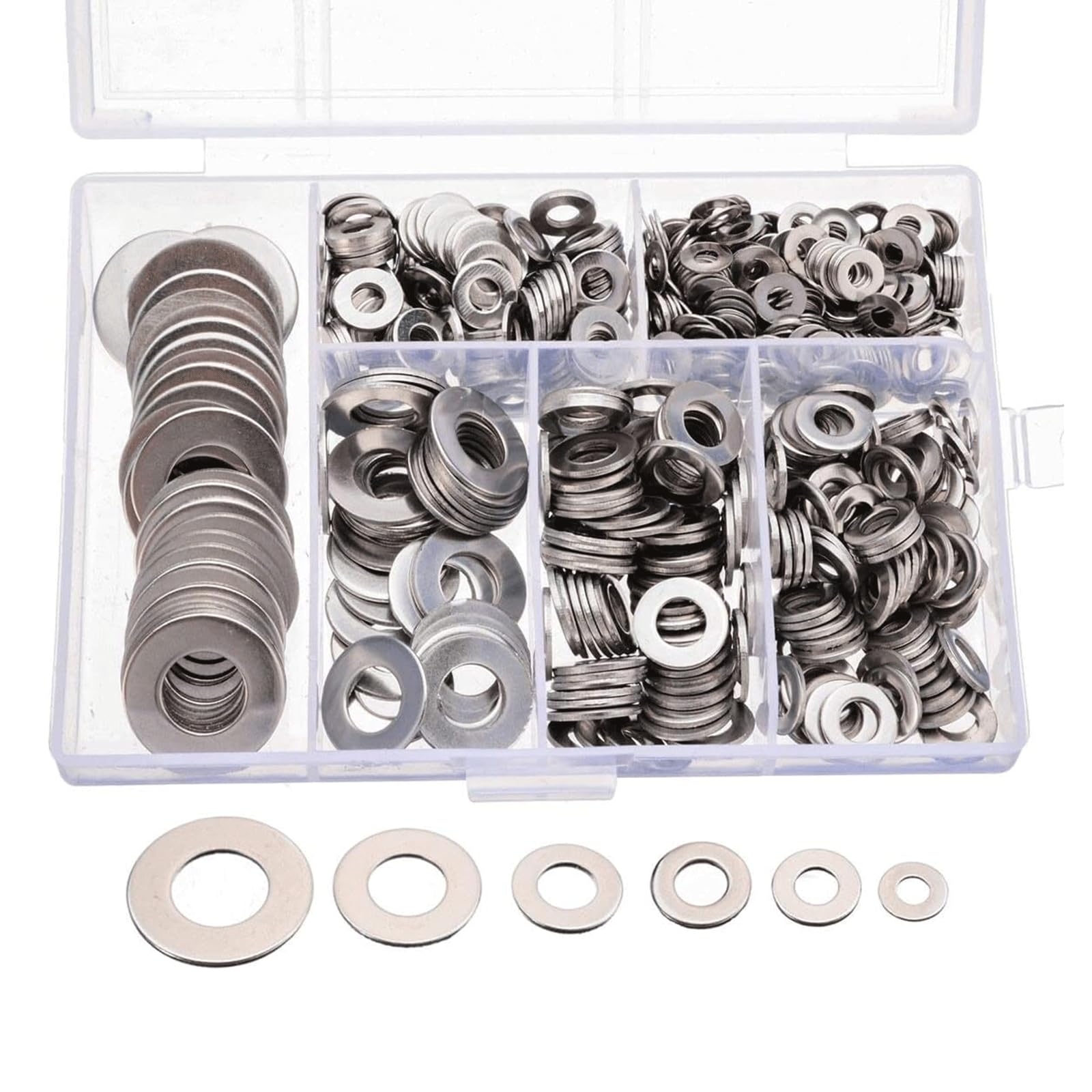 BKEKM 660pc Rondelle Piatte M3 M4 M5 M6 M8 M10 Rondella in Acciaio Inox Rondella Piana Kit Vite di Fissaggio Viti Hardware Guarnizione Piatta