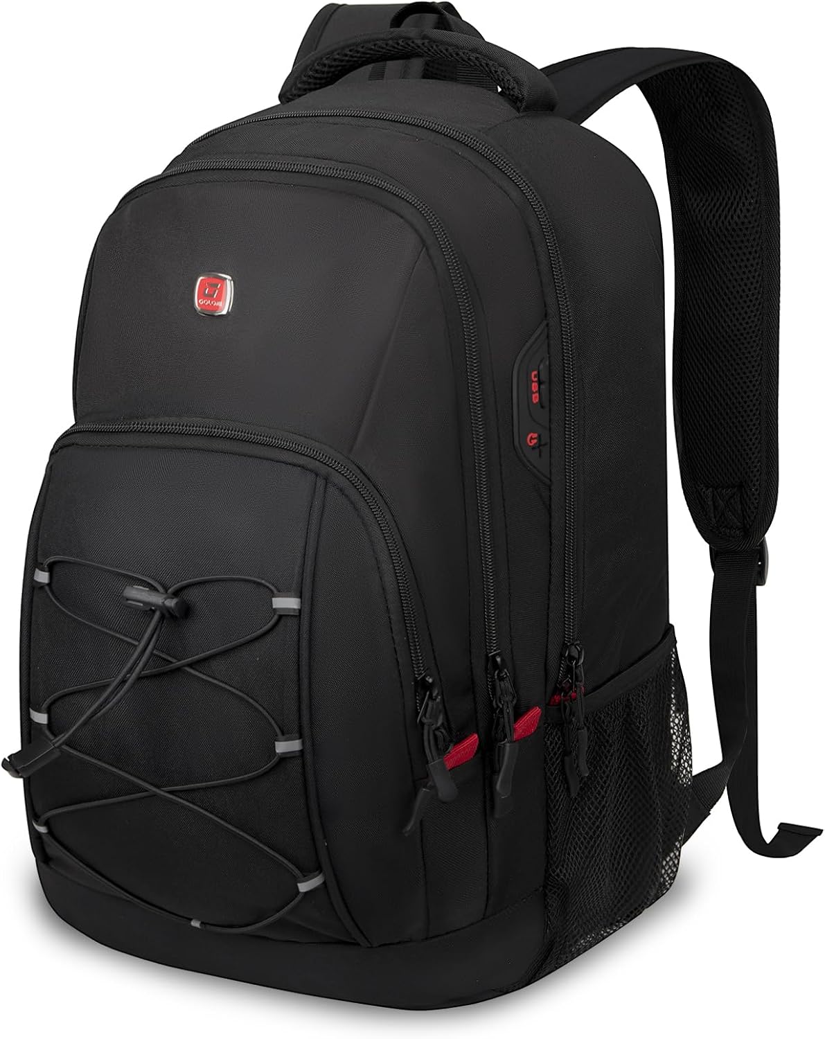 Goloni Laptop Backpack for Men Women, 17 Inch Travel Backpack with USB Charging Port, Water Resistant Lightweight Backpack with Compartments, 30L Casual Daypack,Black