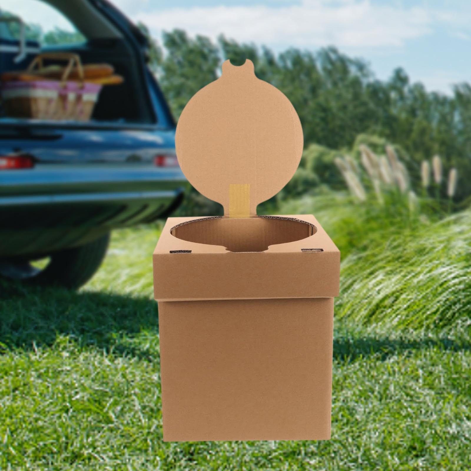 kowaku Camping Folding Toilet Portable Potty Cardboard Multifunctional Storage Box Stool Travel Potty with Lid for Picnic Boat Beach