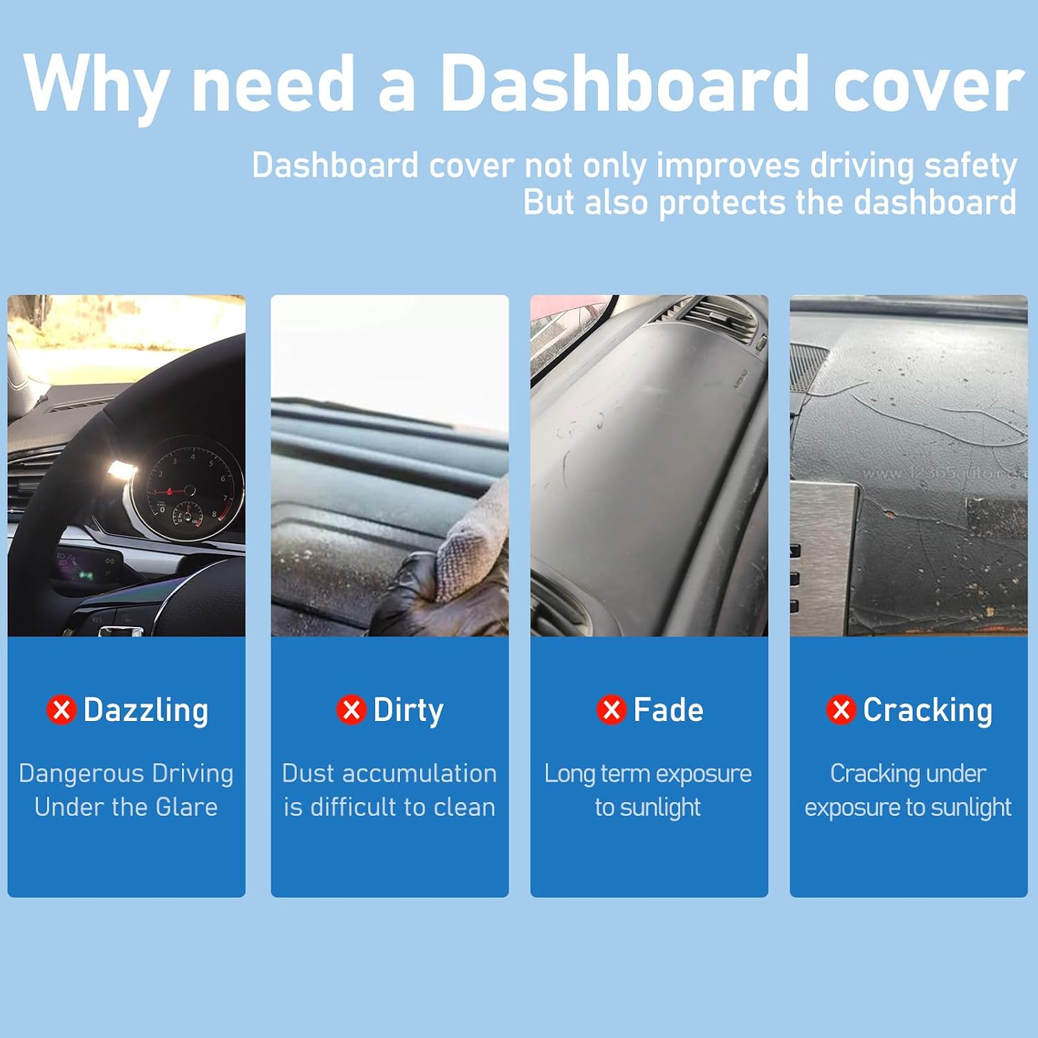 Car Dashboard Cover Mat Compatible with Toyota Land Cruiser 250 Prado J250 LC250 2024 2025 2026 Accessories, Dash Cover Mats Sunshade UV Rays Protector, Left Hand Drive (Gray)