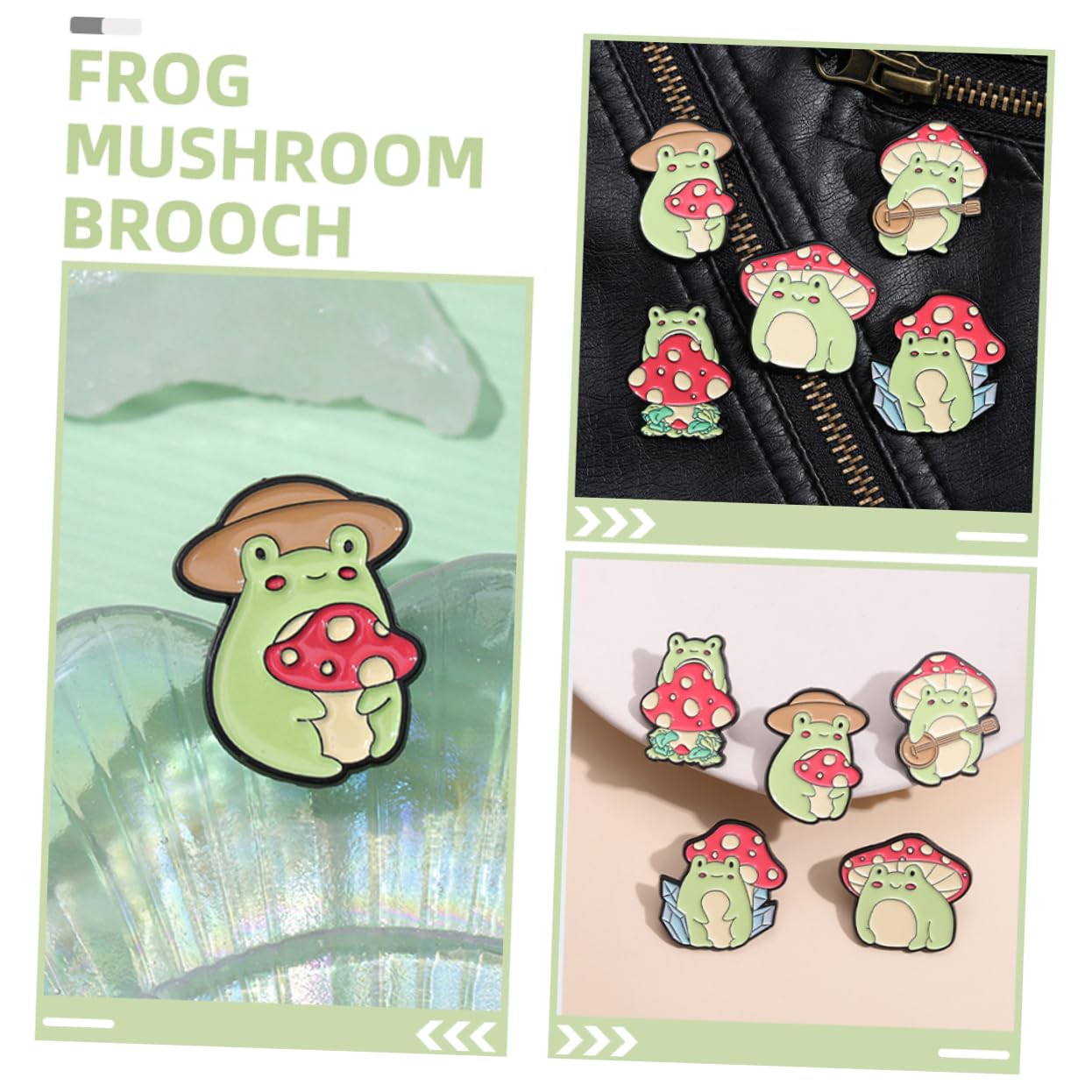 Jewelry Süße Froschpilzbroschen 5pcs Emaille Pins Tierabzeichen Set für Frauen Mode -Outfit Jewelry
