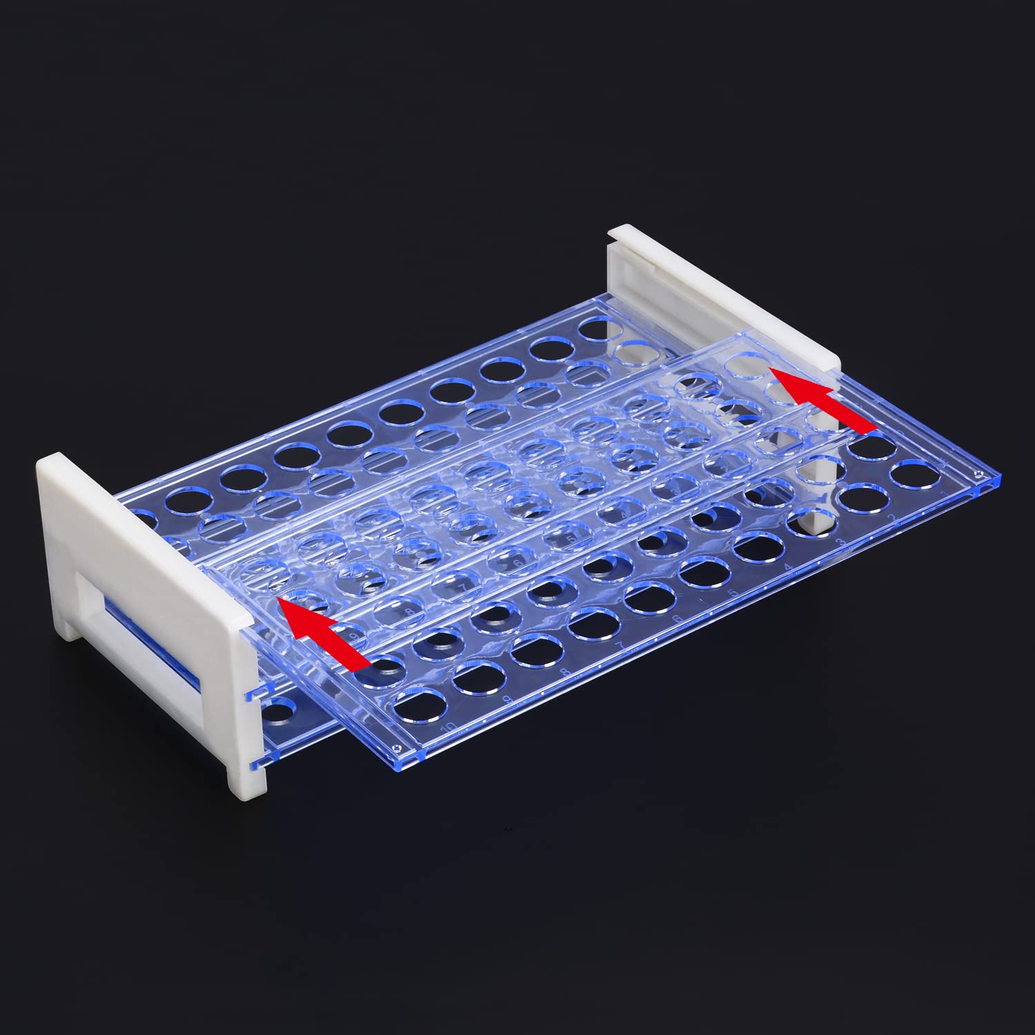Stonylab Gradilla para Tubos de Ensayo 13 mm 50 Plazas Plástico Azul Desmontable 3 Niveles