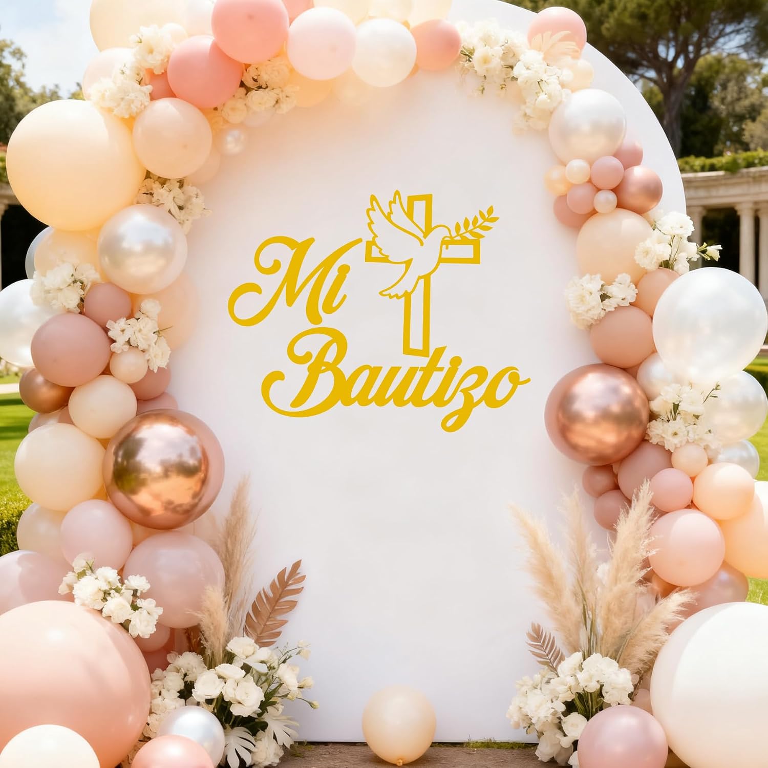 Gold Mi Bautizo Sign for Backdrop - Mi Bautizo Decorations