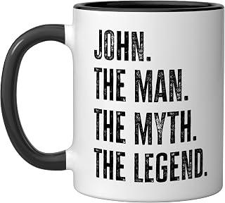 John The Best, Man Myth Legend, Funny Best Name John Ceramic Mug, Black/White