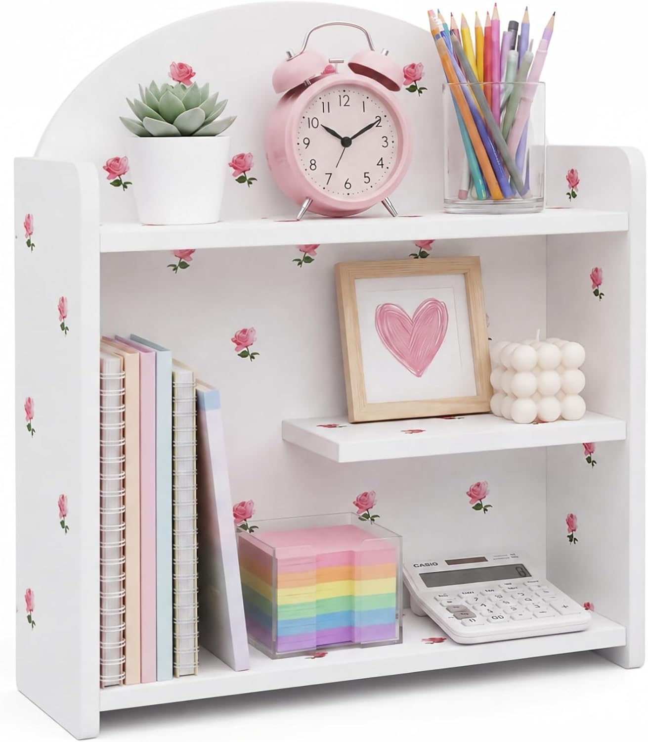 Cute Desk Organizer, Back To School Accessories White Desktop Shelf for Kid