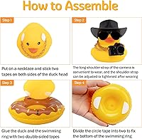 Vista 3 de wonuu Decoración de tablero de pato de goma, accesorios de automóvil para decoración de automóvil con mini sombrero, collar de anillo de natación