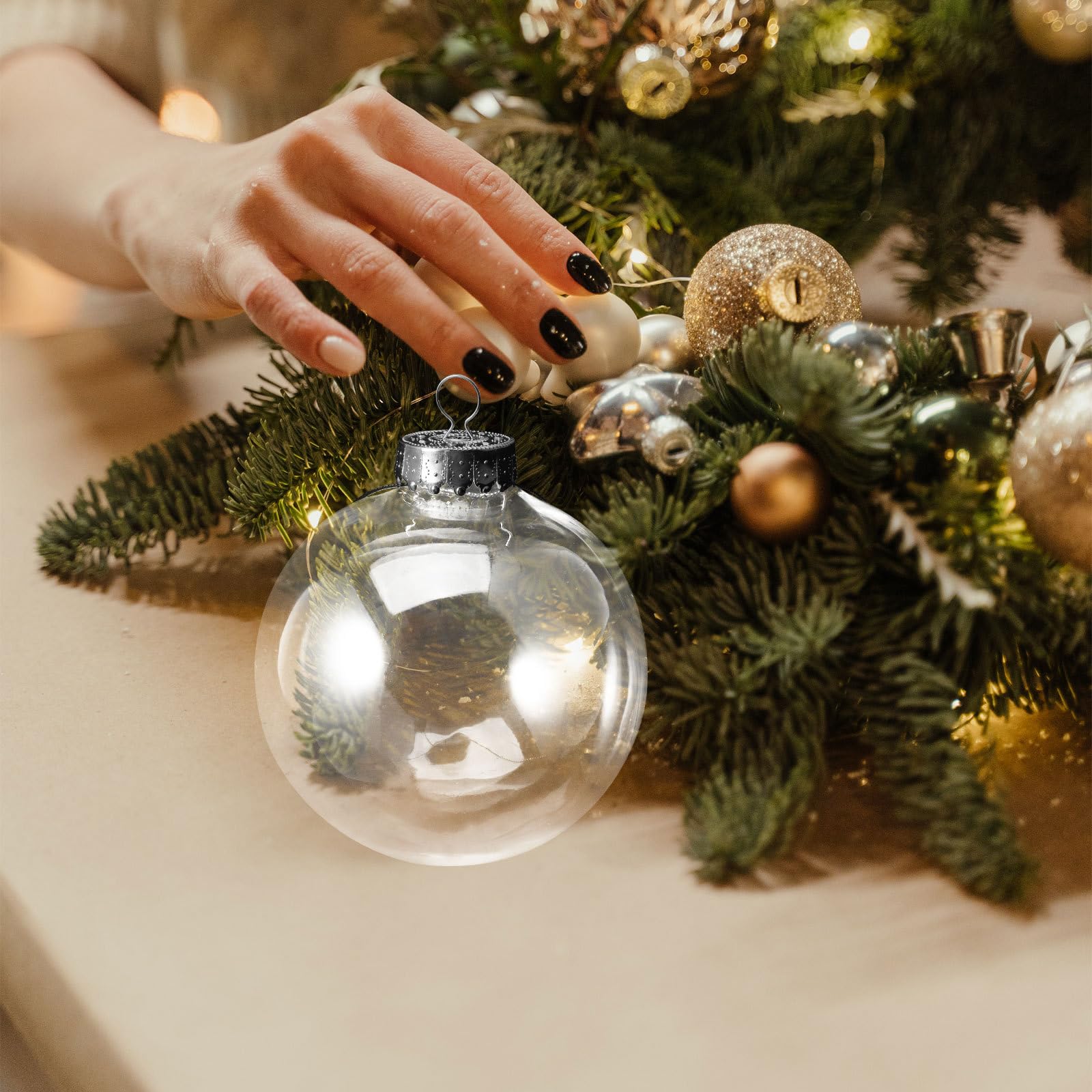 SEWACC Ornements Boules D'ornement Remplissables en Plastique Transparent 10Cm 10Pcs Boules D'ornement De Noël Arbre De Noël Ornements Suspendus pour La Maison De Fête De Mariage