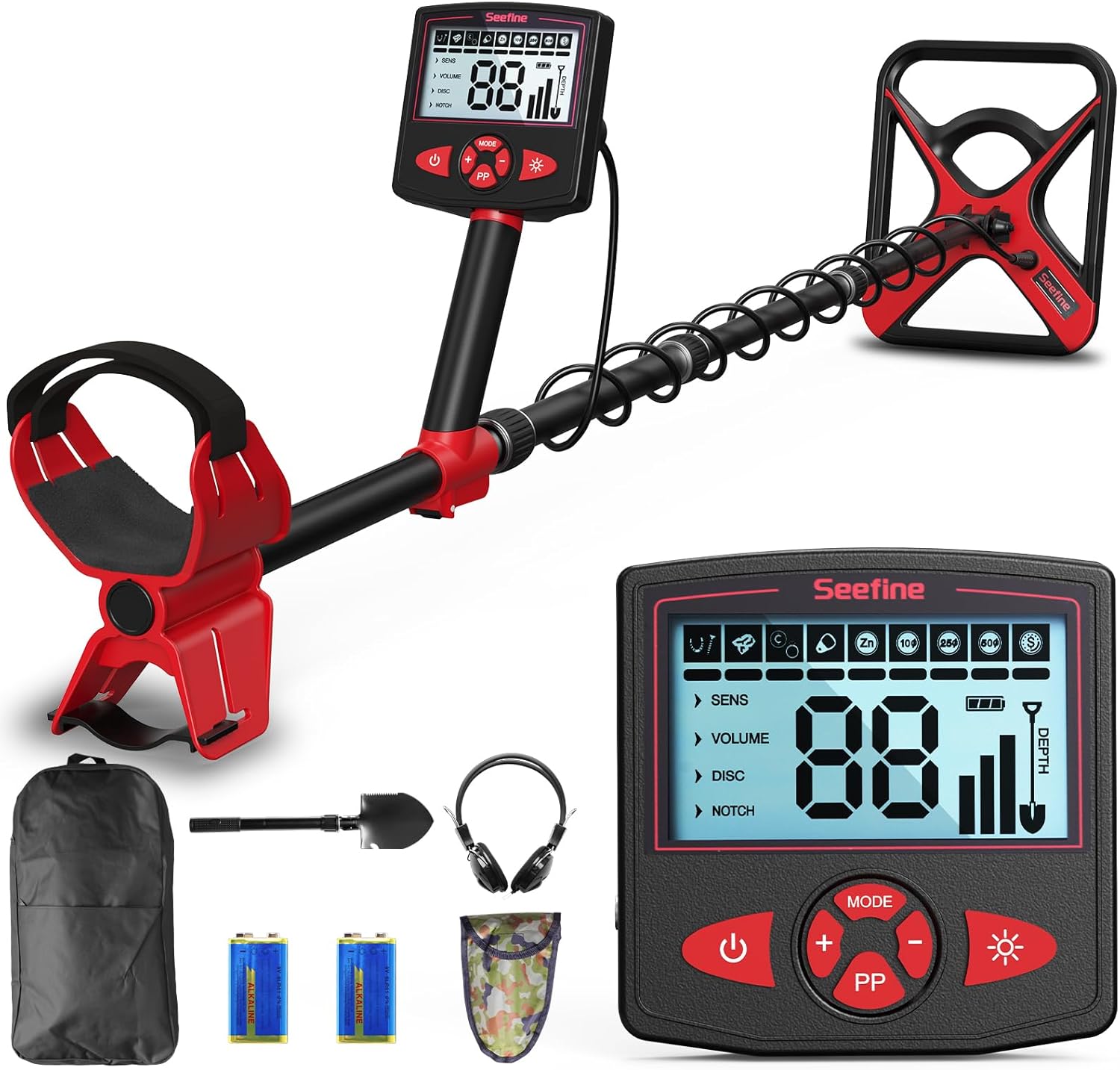 Metal Detector for Adults, Professional Metal Detector with 5 Modes LCD Display 10" IP68 Waterproof Coil, Higher Accuracy and Sensitivity SEEFINE Adjustable Gold Detector