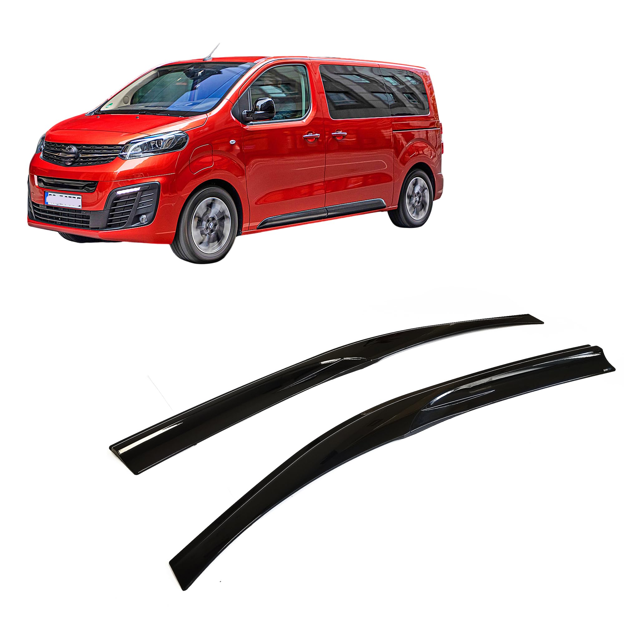 CarJoy Windabweiser Für Opel Zafira Life (2019–2024) – Klebbare Seitenfenster-Deflektoren, Acryl, Schwarz, 2 Stück