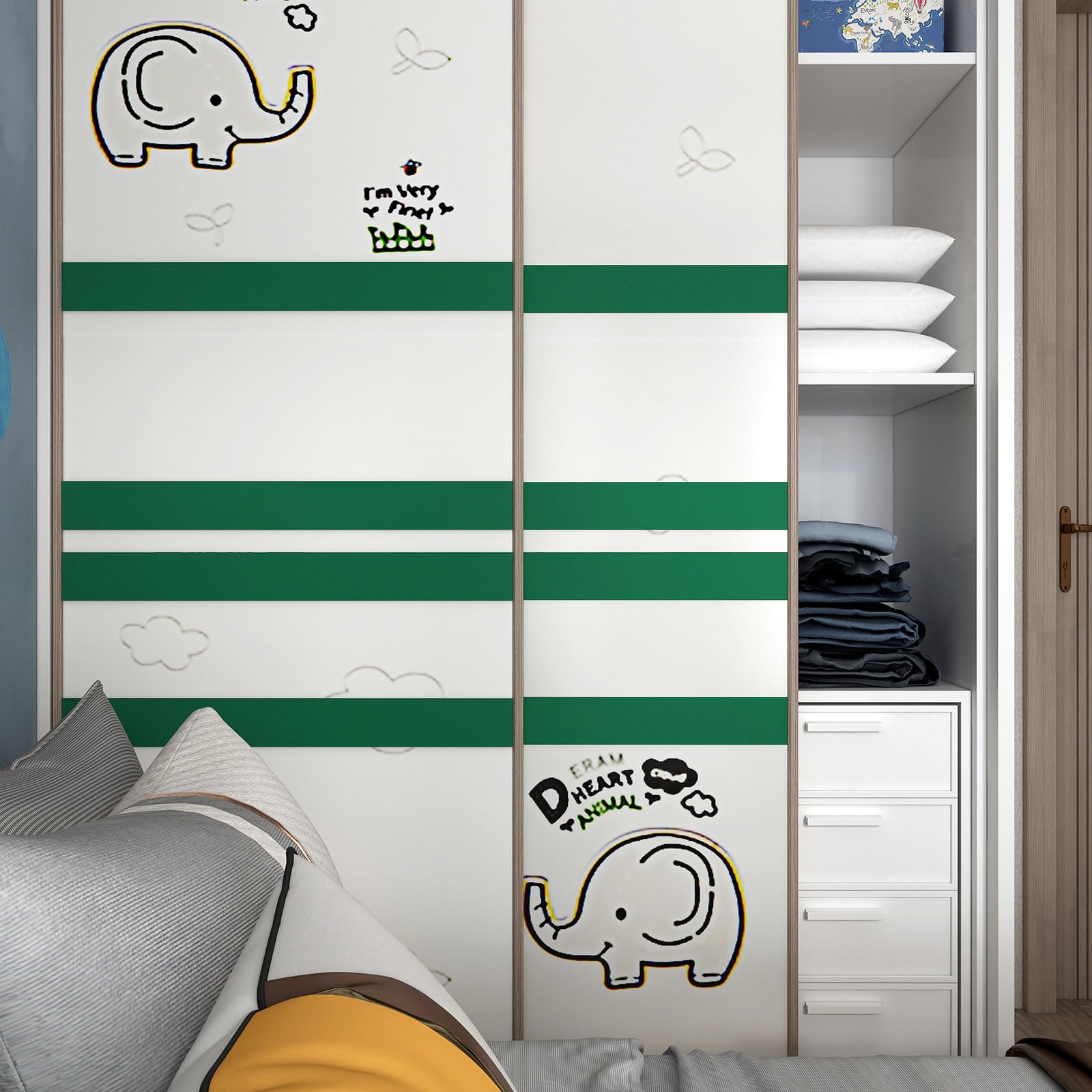 YENHOME Bordo Carta da Parati Adesiva Verde Scuro Impermeabile 7.6x600cm Bordo Adesivo per Parati PVC Verde Tinta Unita Muro Decorativa Adesiva Della Porta Decorazione Bagno Soggiorno