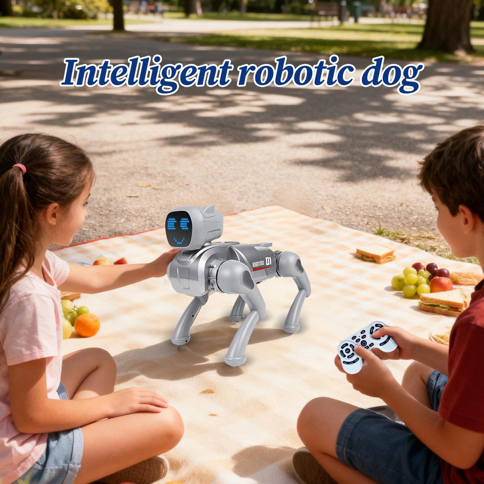 Cachorro Robot Juguetes Educativos Realistas Con Voz Interactiva | Perro Robot Acrobacias Cara LED Chicos Chicas Interior Hogar Aula Preescolar Cumpleaños Vacaciones Navidad Día Del Niño