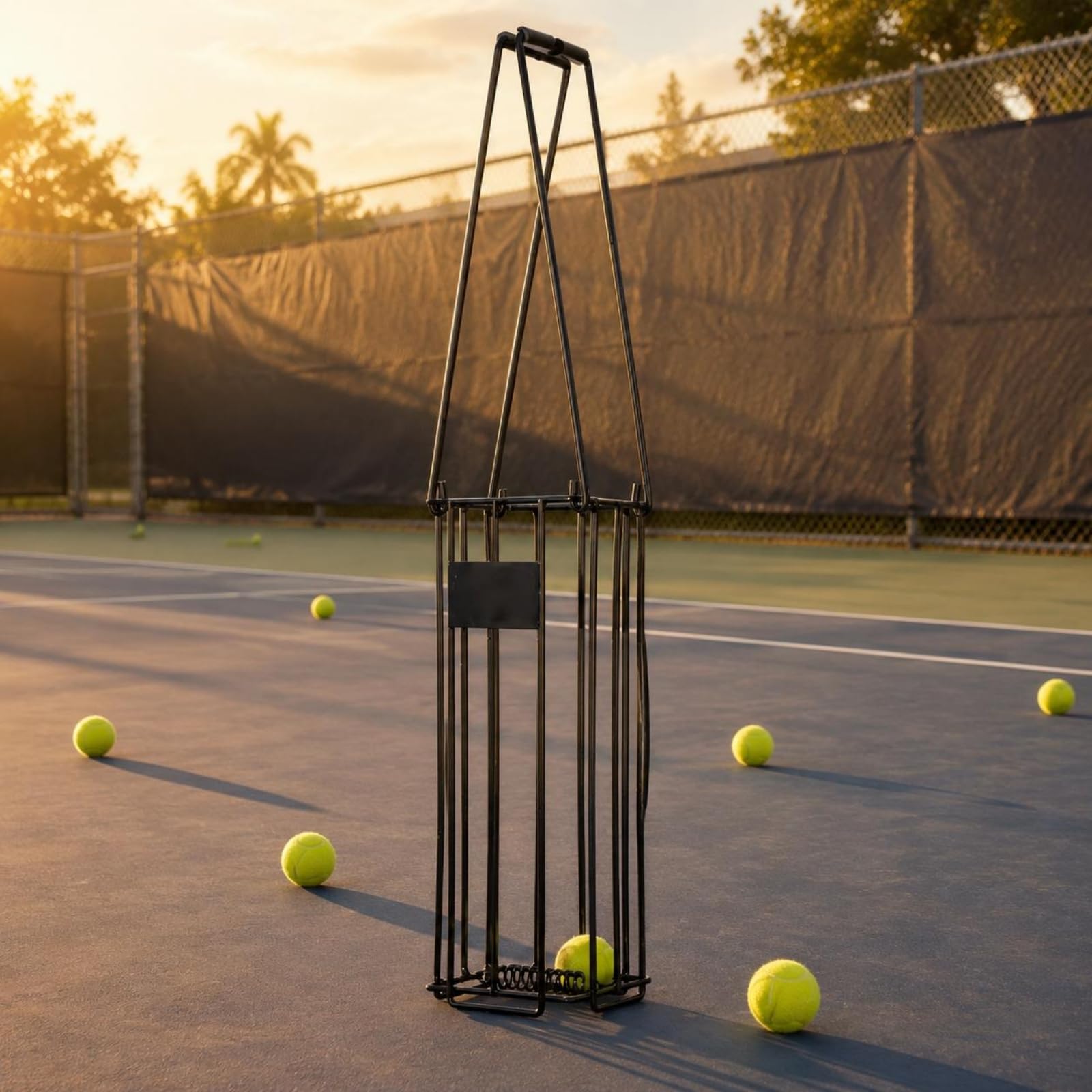 Raccoglipalline Tennis Nero Contenitore Raccoglipalle Portatile Attrezzatura Sportiva
