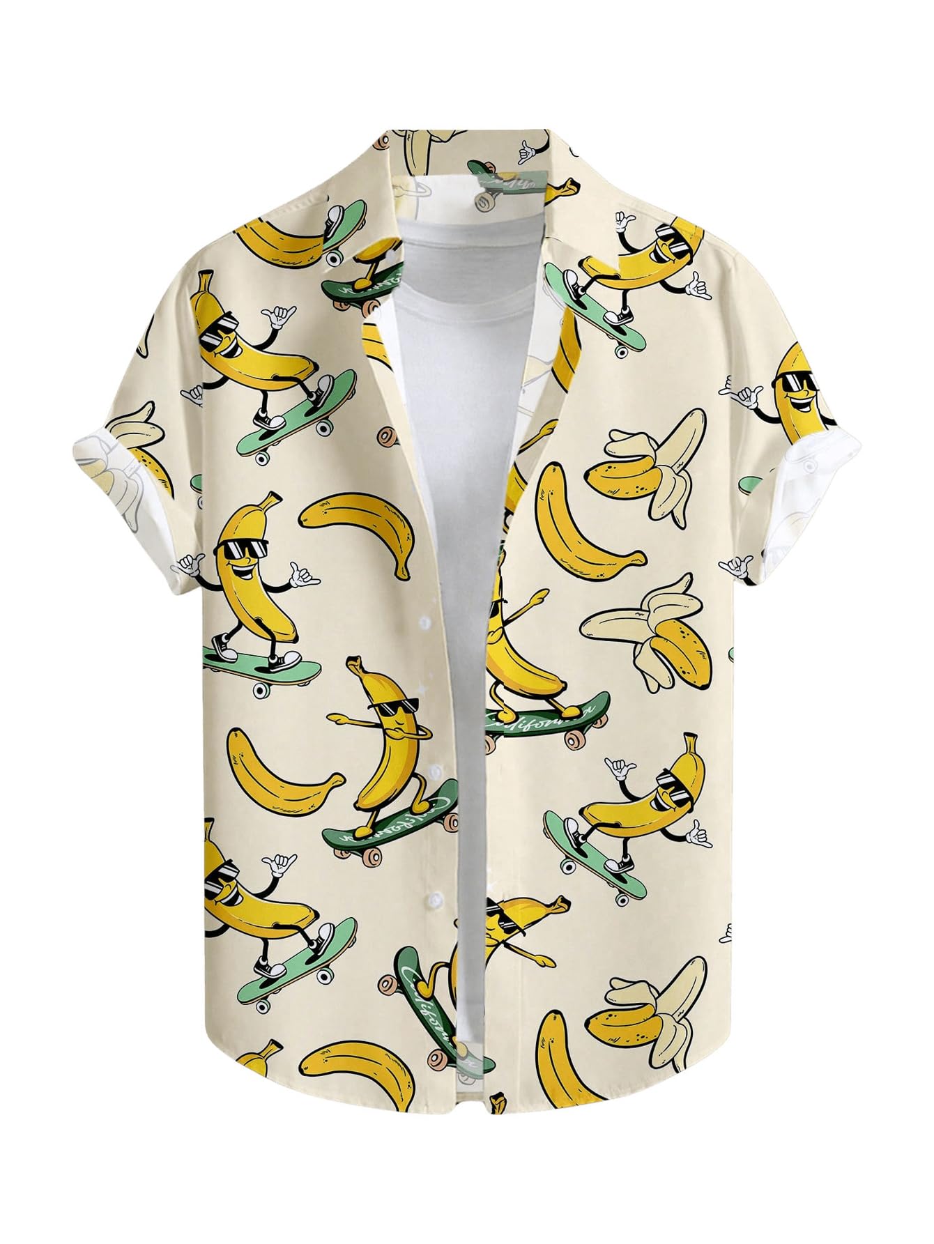 Floerns Men's Causal Summer Print Hawaiian Shirt Short Sleeve Button Down Beach Shirts