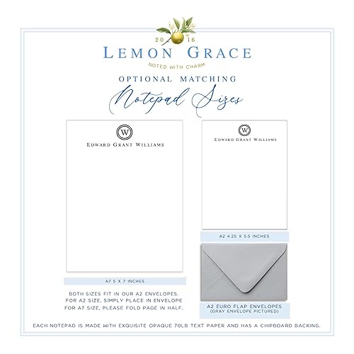 Miniatura 2 de Lemon Grace Co Personalized Mens Stationery Set, Personalized Stationery Note Cards with Envelopes - Personalized Cards, Professional Stationary,