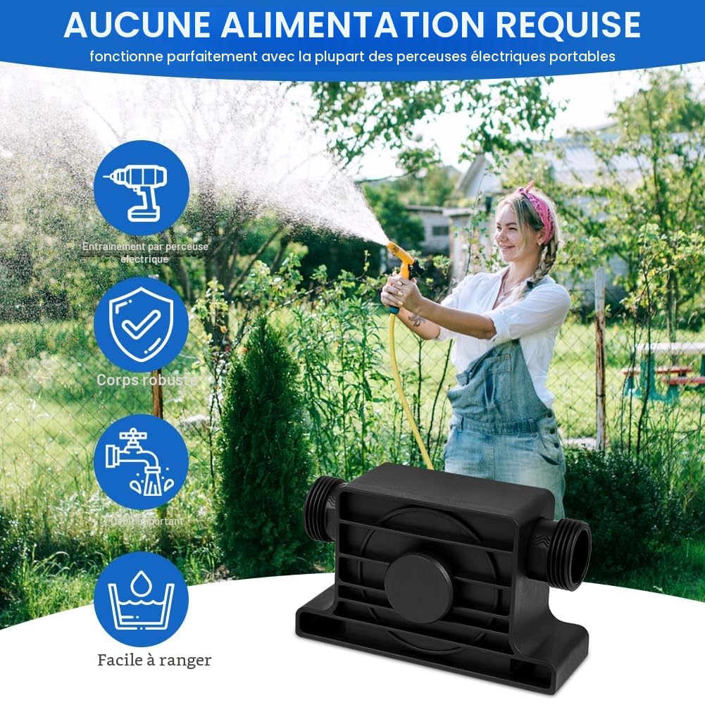 Flintronic Mini Pompe à Eau Électrique pour Perceuse Sans Fil - Pompe à Gasoil et Essence avec Accessoires pour Pompage Rapide d'Huile - Idéal pour Maison, Jardin, Piscine, Fontaine