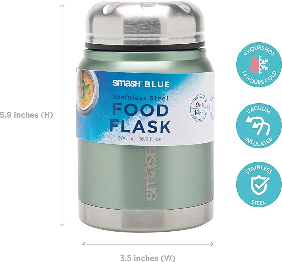 Smash Stainless Steel Insulated Food Jar, 500ml/ 17 oz Sage