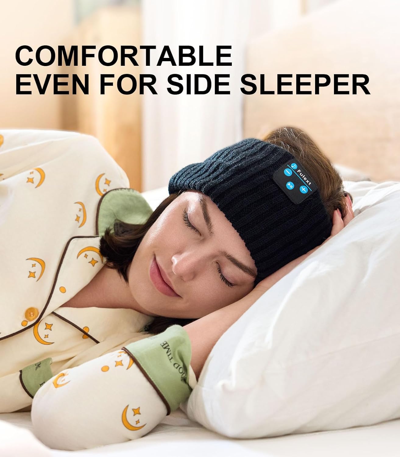 Ear Warmers, Sleep Headphones Bluetooth Beanie Headband, Wireless Ear Muffs Winter Headband with Ultra-Thin Speakers, Headphones for Side Sleepers, Thanksgiving for Women Men BlackGrey - Image 4