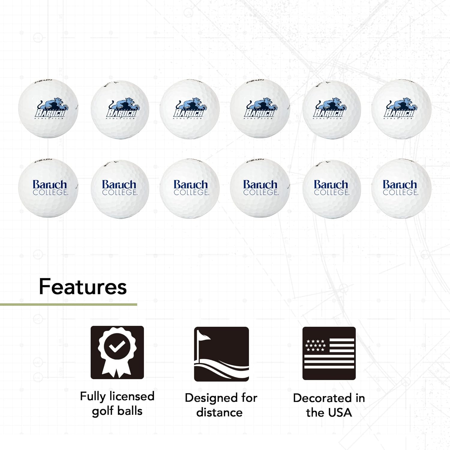 Desert Cactus Baruch College Golf Balls 12 Pack – BC Bearcats Full Color Dozen – Officially Licensed Sport Team Accessory