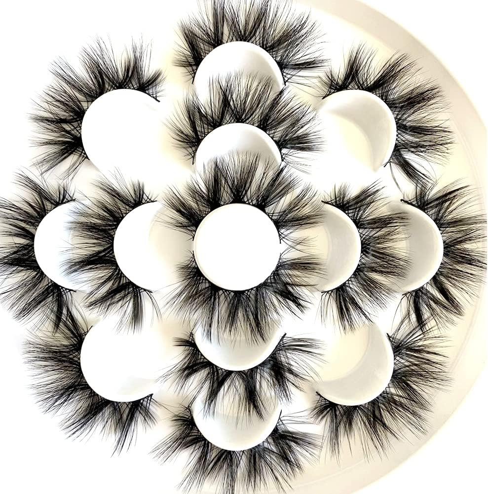 Imported Korea Fiber Faux Mink False Eye lashes Handmade Reusable Long Cross Volume Dramatic Lashes Natural Look Makeup Thick Black Fake EyeLashes