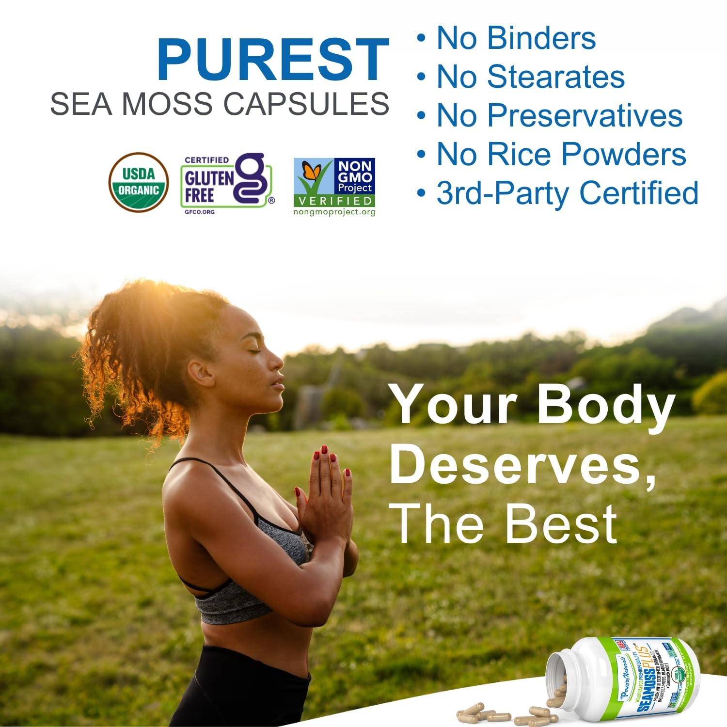 Power By Naturals Sea Moss Plus – USDA Organic Irish Sea Moss Capsules with Bladderwrack & Burdock Root – Immune Support – Vegan, Non-GMO, Gluten-Free – 120 Capsules, 2-Pack (2-Month Supply) — Amazon image 7