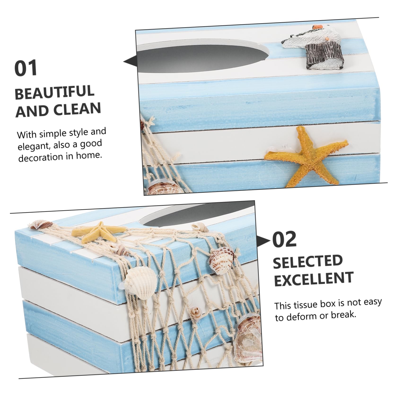 Healifty Sommerfest Holz Kosmetiktücherbox mit Geschmackvollem Design Leicht und Stabil als Taschentuchbox Hülle für Büro und Zuhause