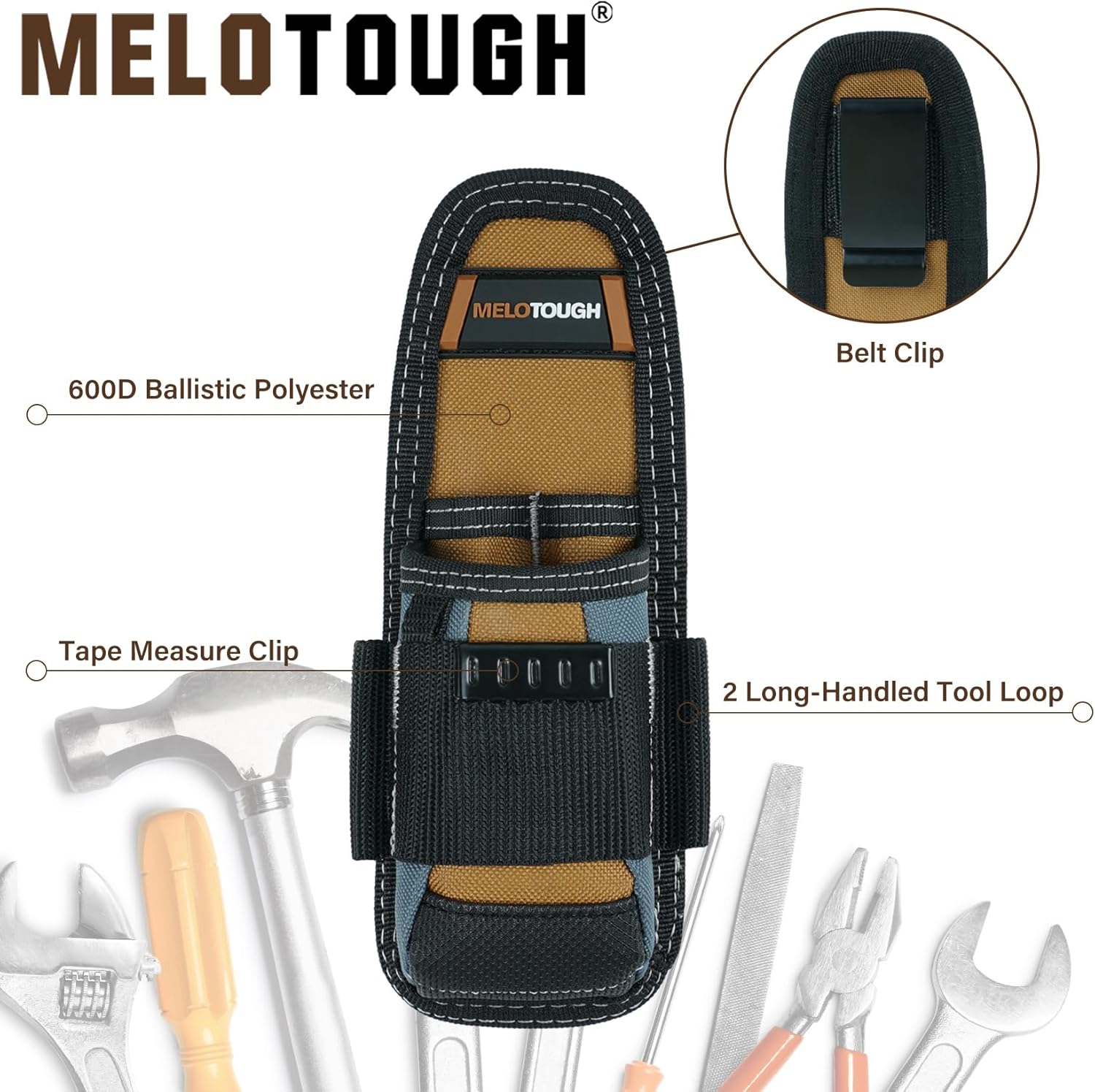 MELOTOUGH Small Tool Pouch with Belt Clip Technician's Clip on Tool Pouch,Pocket Tool Belt Pouch Holster Mini Electrican Tool Holder with Sanp Clip (2PACK) - Image 3