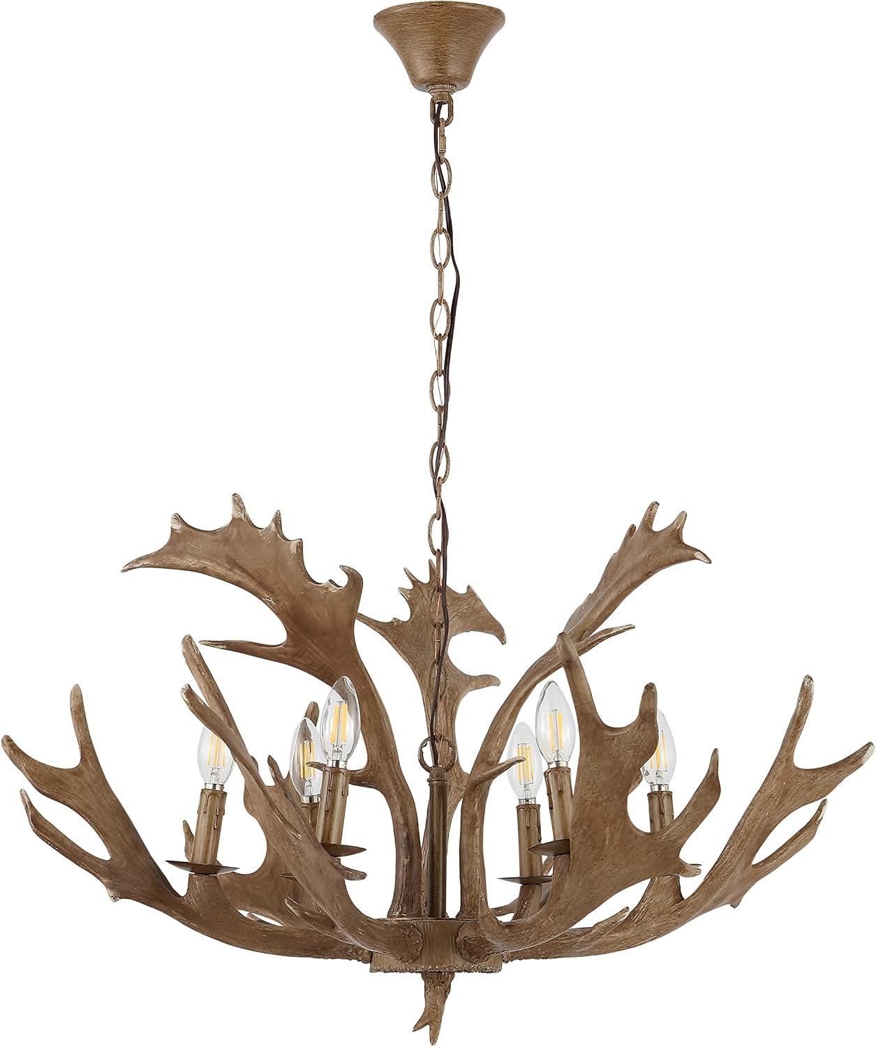 SAFAVIEH Lighting Collection Dresden Rustic Farmhouse Brown Antler Chandelier