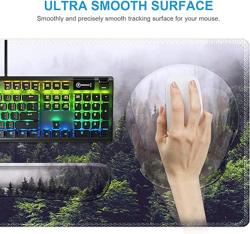 Miniatura 5 de iCasso Alfombrilla de escritorio, juego de soporte de muñeca para videojuegos, 4 en 1 XXL, alfombrilla de mouse grande + reposamuñecas para teclado,