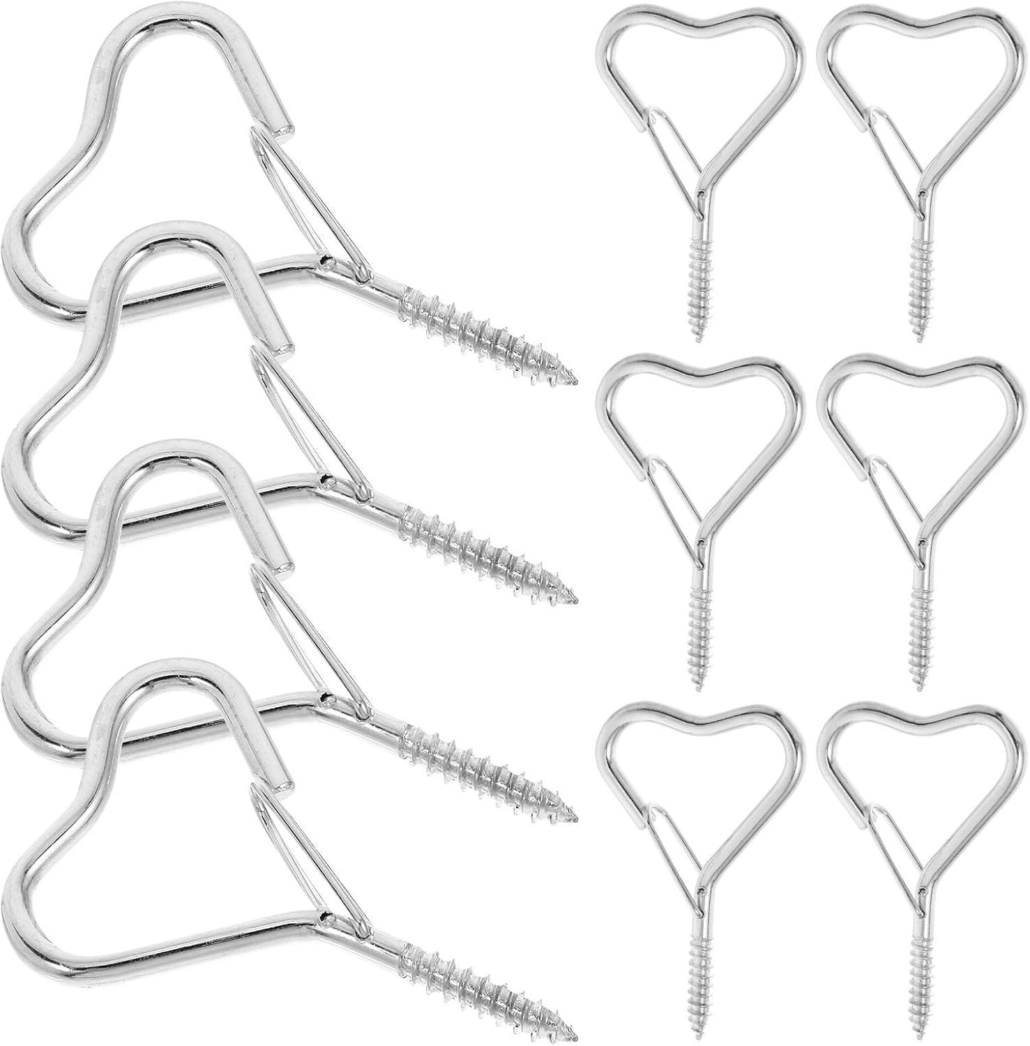 10pcs Outdoor Ceiling Hooks for Plants and String Lights with Safety Buckle, Iron Material, Silver Finish, Windproof Design for Secure Hanging in Outdoor Spaces