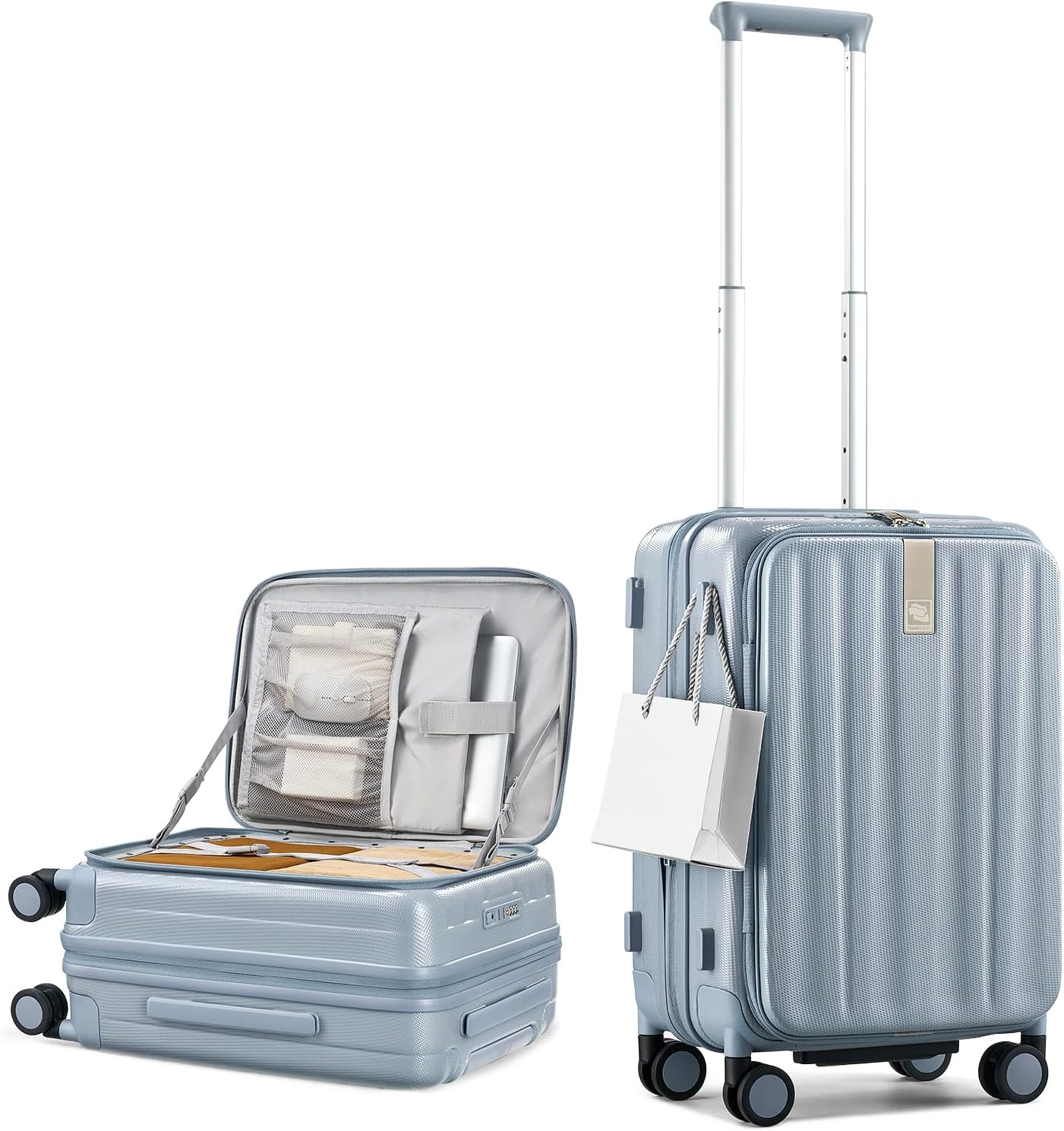 Hanke 29 Inch Expandable Carry On Luggage Airline Approved Top Opening Hard Shell Suitcases with Wheels Lightweight Travel Luggage Carry On Suitcase for Woman Men-Grey 20 Inch Expandable Grey