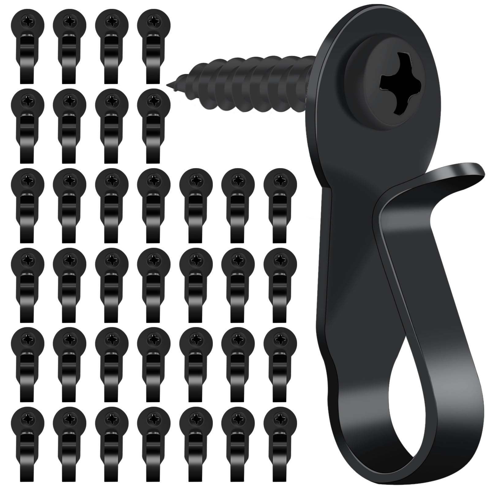 Higift 36 Pack Light Hanger Hooks String Light Hooks Black Screw-In Hooks For Hanging String Lights And Wire Plants Wind Chimes 602024963615