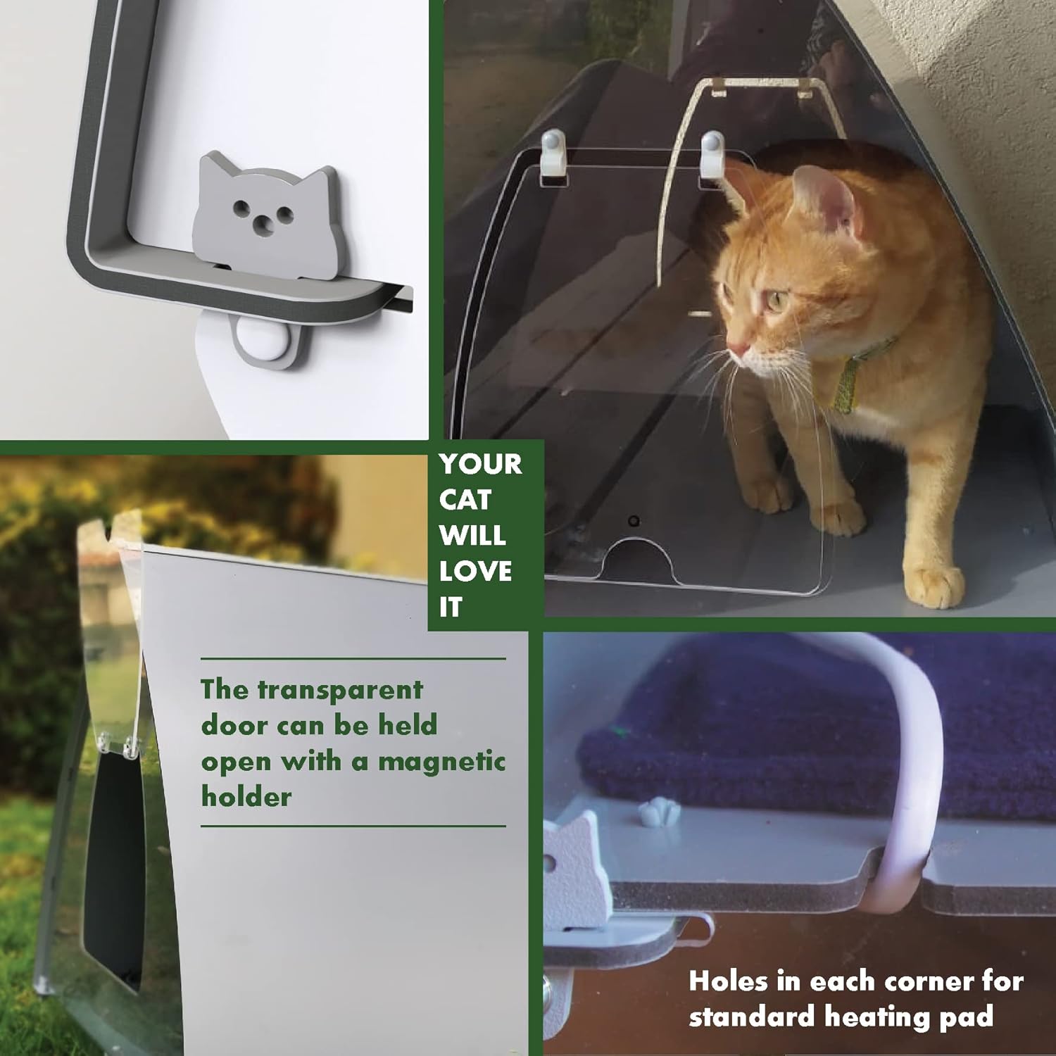 Palram Mona Outdoor Cat House, Shelter for Feral Cats, Kennel for Small Medium Pets , Escape Door, Waterproof Roof : Pet Supplies