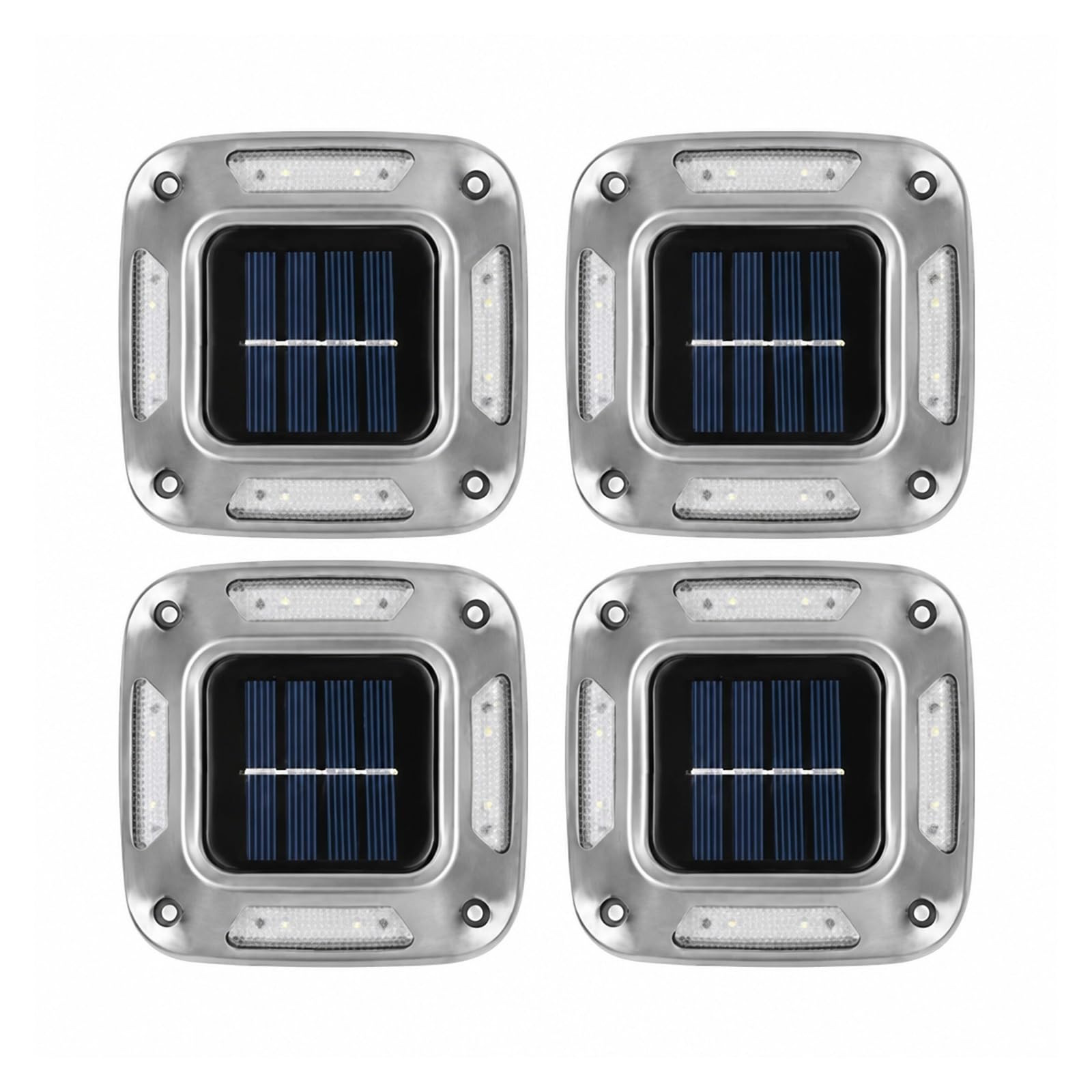 AMRTTWY In Ground Lights, 4PCS Solar Dock Lights 8LEDs Deck Driveway Light Outdoor(Warm Light)