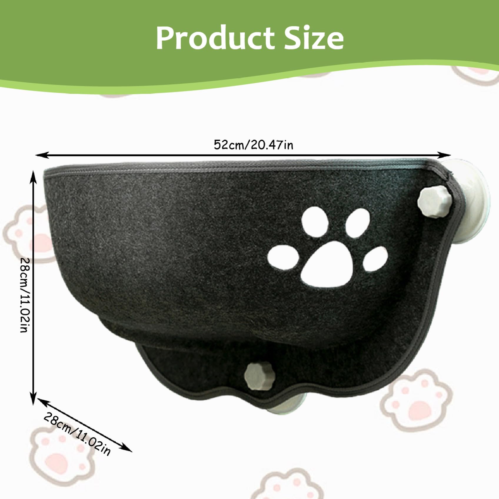 Lit de fenêtre de Chat, Aspiration de lit de Chat Window 20 x 11 x 11 Forme de Mine de fenêtre de Chat Hamac Lavable Cat Car Hamac Soft Cat Lounge Sage pour négligence, Voiture de Chat Hamac