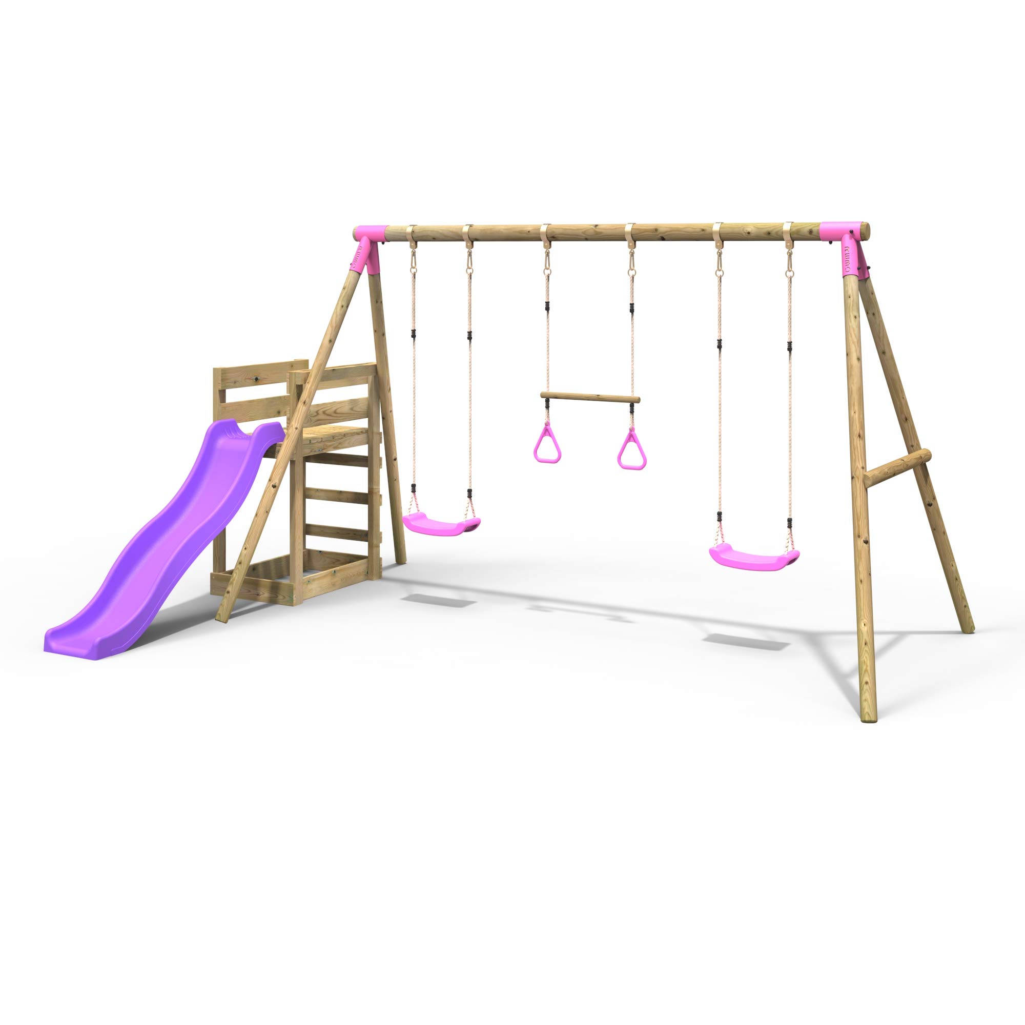 Rebo® Children's Wooden Swing Set, Comet Pink
