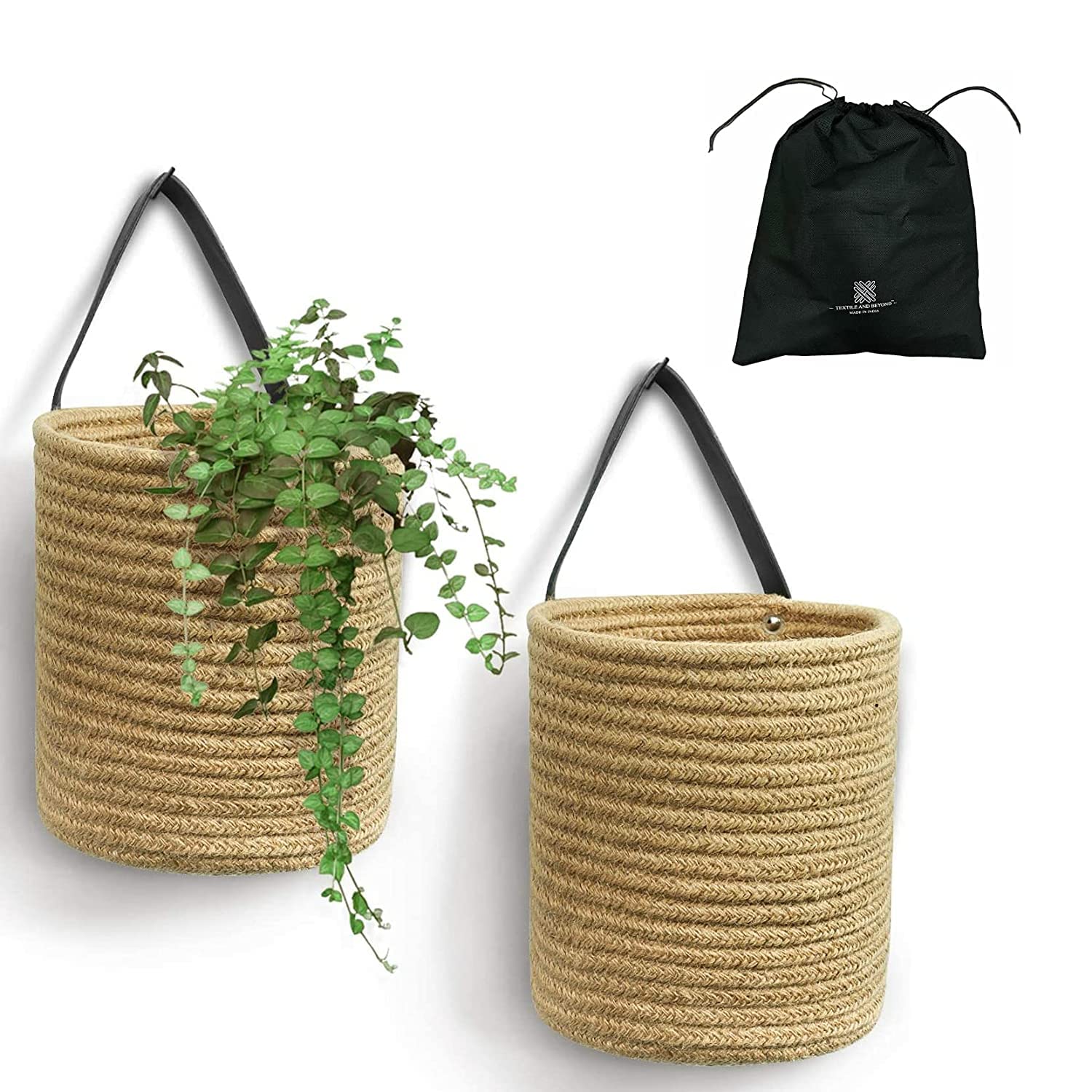 Textile and Beyond Box Rope Storage Jute Hanging Planter Basket Laundry Bag Toy Gift Hamper Set of 2 Baby Tray Bucket Organizer for Living Room Kitchen washroom A.1 (B0BQ3BR95C) Amazon Price History, Amazon Price Tracker