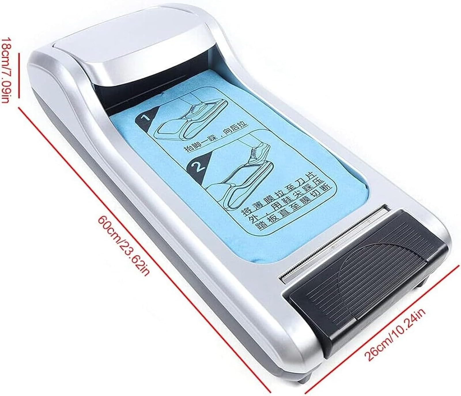 Dispensador AutomáTico de Fundas Desechables para Calzado con Recambio de 3 Rollos, MáQuina Dispensadora PortáTil para Cubrezapatos Hasta la Talla 12 de Hombre