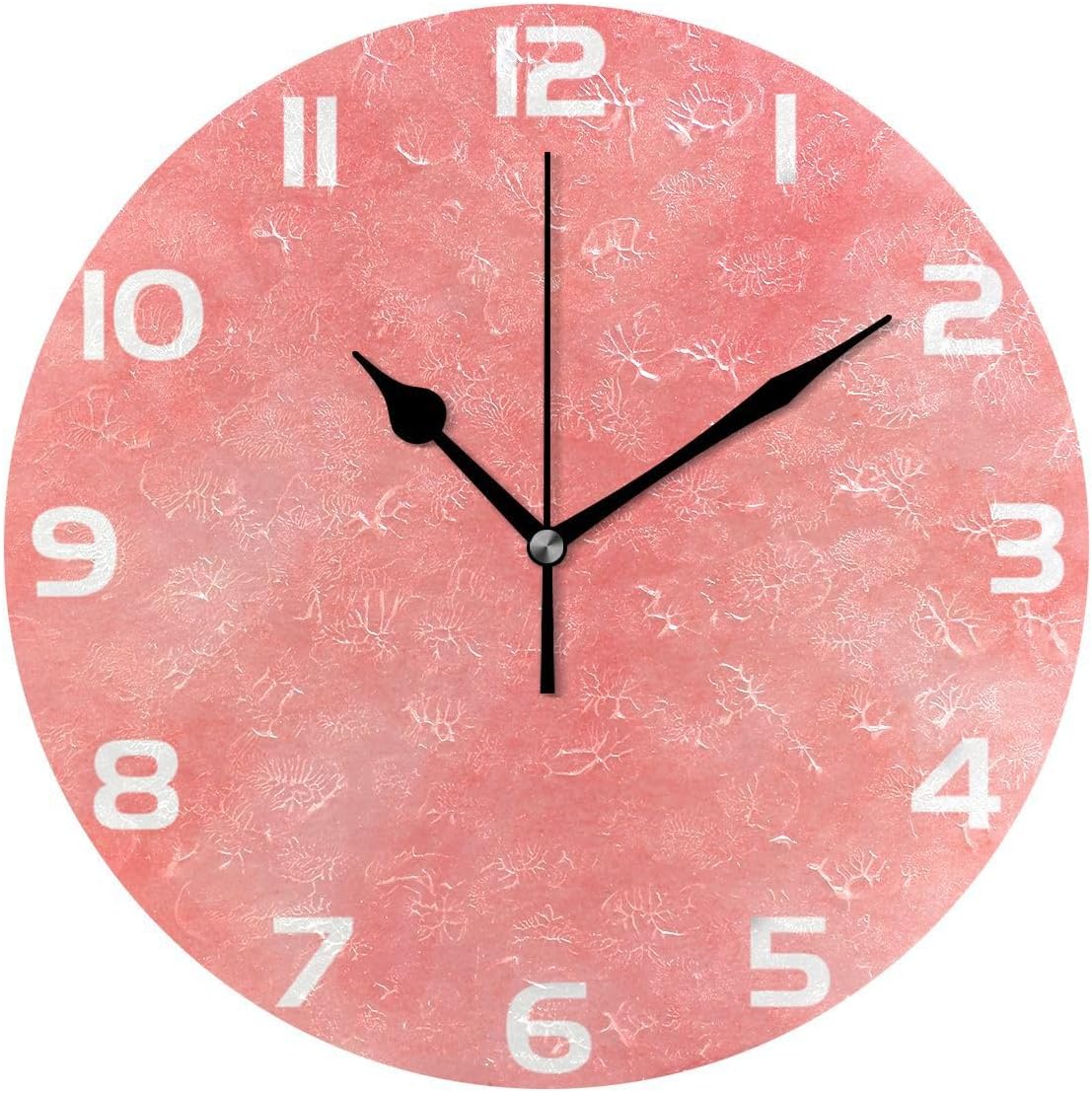 ABLINK Vintage Shabby Chic Rose Floral Round Wall Clock, Silent Non Ticking Oil Painting Home Office School Decorative Clock Art