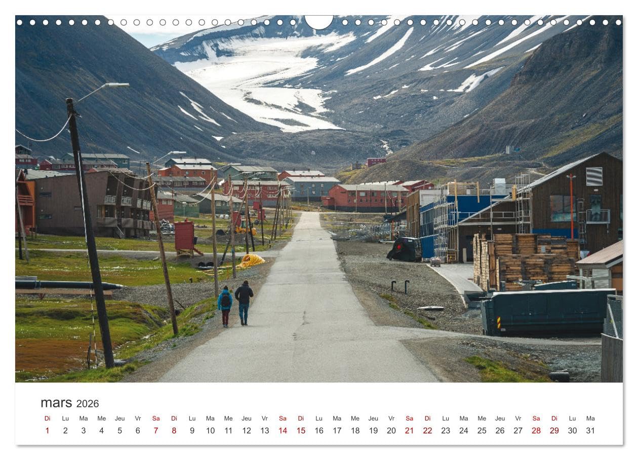 L'été sur les îles Svalbard (Calendrier mural 2026 DIN A3 vertical), CALVENDO calendrier mensuel: Glaciers, mousse et maisons colorées