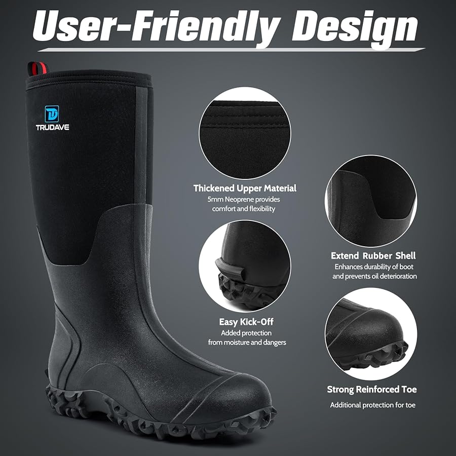 Amazon.com | Trudave Rubber Boots for Men with Steel Shank