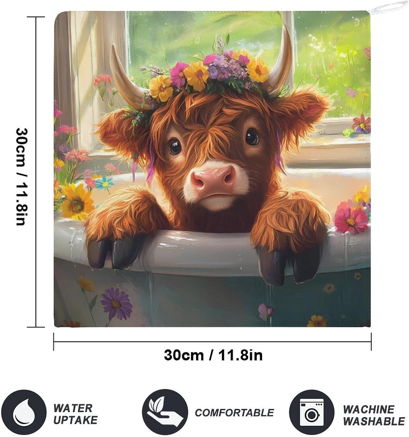 Highland Cow Towel Hand Towels Decorative Towel for Bathroom Kitchen Shower Gym 4PCS