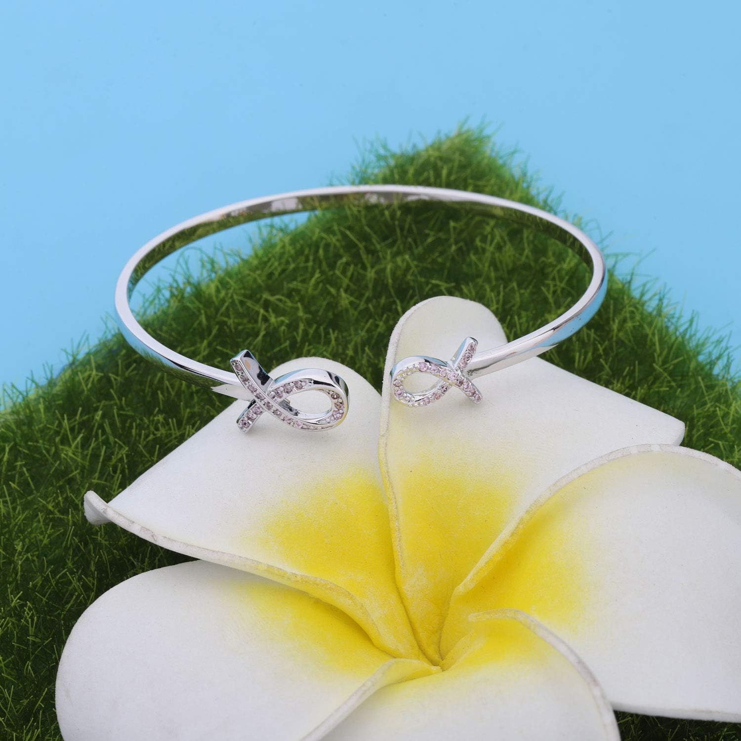 AKTAP Breast Cancer Gift Breast Cancer Awareness Bracelet Pink Ribbon Bracelet Cancer Gift For Women (Pink Ribbon Bracelet) - Image 4