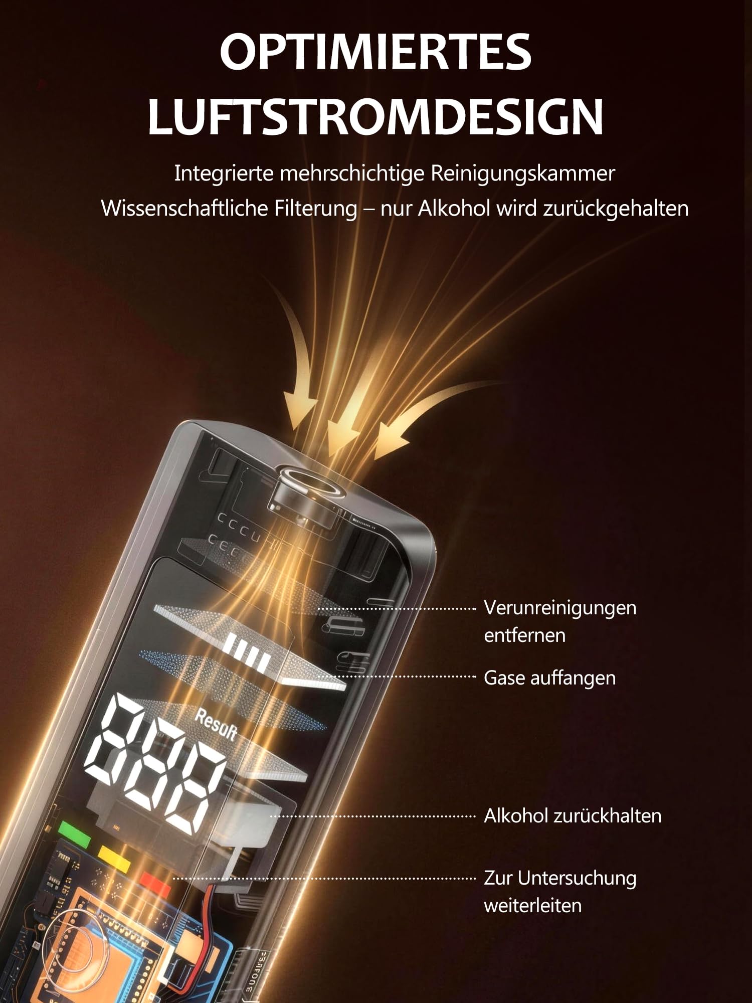 Alkoholtester Polizeigenau Professioneller Alcohol Tester : Hochpräziser Promillemessgerät Zwei Messmethoden mit Digitaler LCD-Anzeige - Tragbarer Atemalkoholtester USB-C-Aufladung mit 10 Mundstücke
