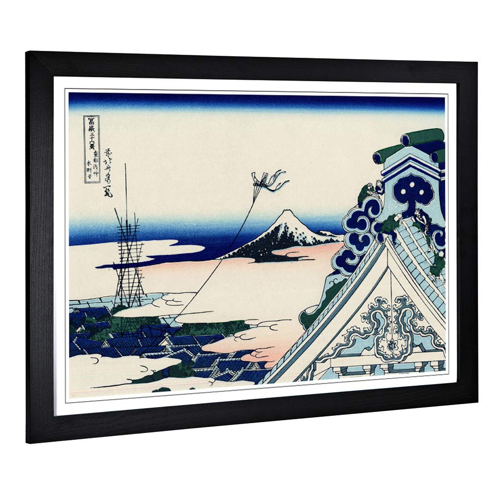 Big Box Art Framed Print of Hokusai Japanese Oriental Asakusa Design | Wall Art Picture | Home Decor for Kitchen, Living Room, Bedroom, Hallway, Black, A2 / 24.5x18 Inch / 62x45cm