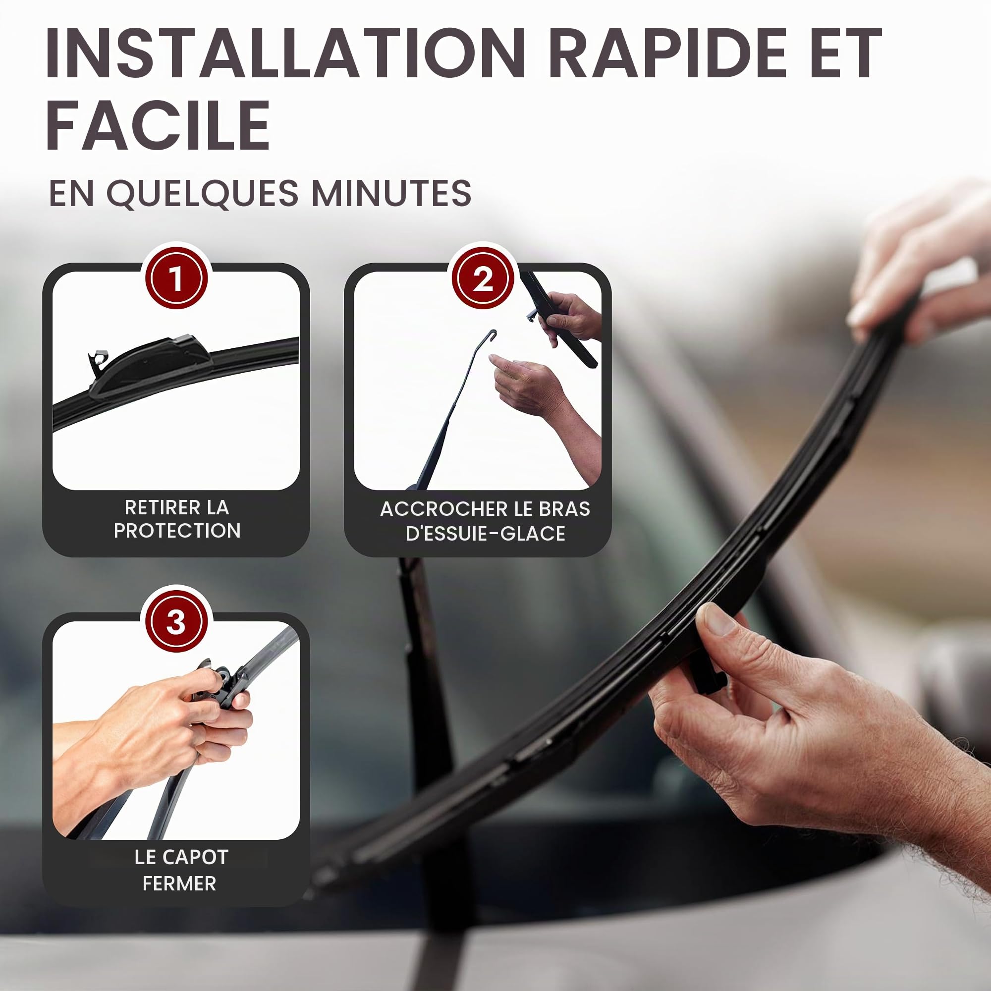 RECAMBO Essuie-glaces avant et arrière adaptés pour Kia Niro | Type DE | Année de construction 2016-2022 - Kit complet d'essuie-glaces