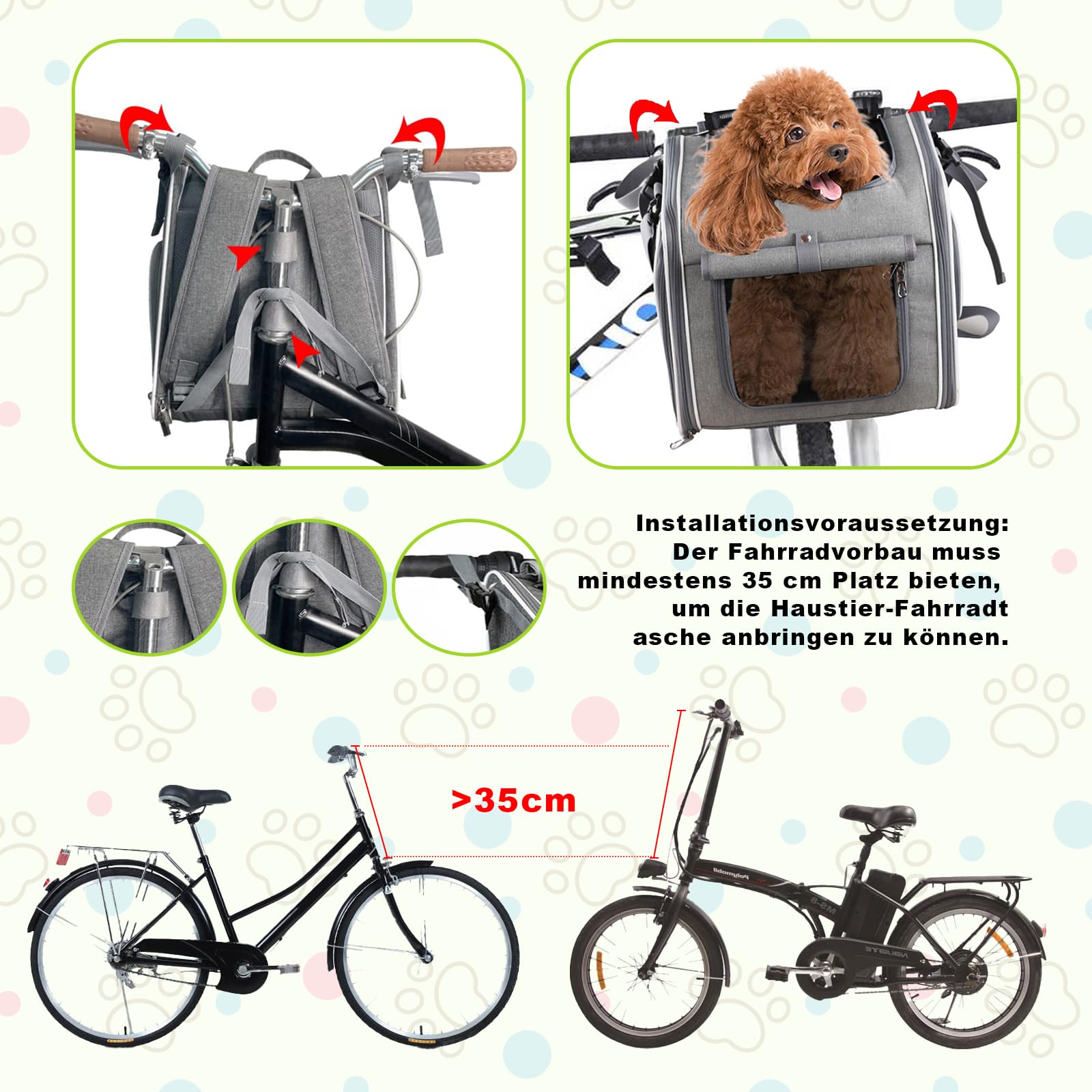 Fahrradtasche für Haustiere Faltbarer Atmungsaktiver