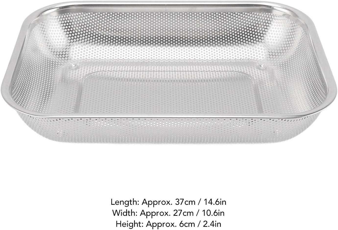Rectangular Strainer Basket Stainless Steel Colander Strainer, Convenient Drainage, Moderate Capacity, Suitable for Washing Vegetables, Fruits, and Rice (L)