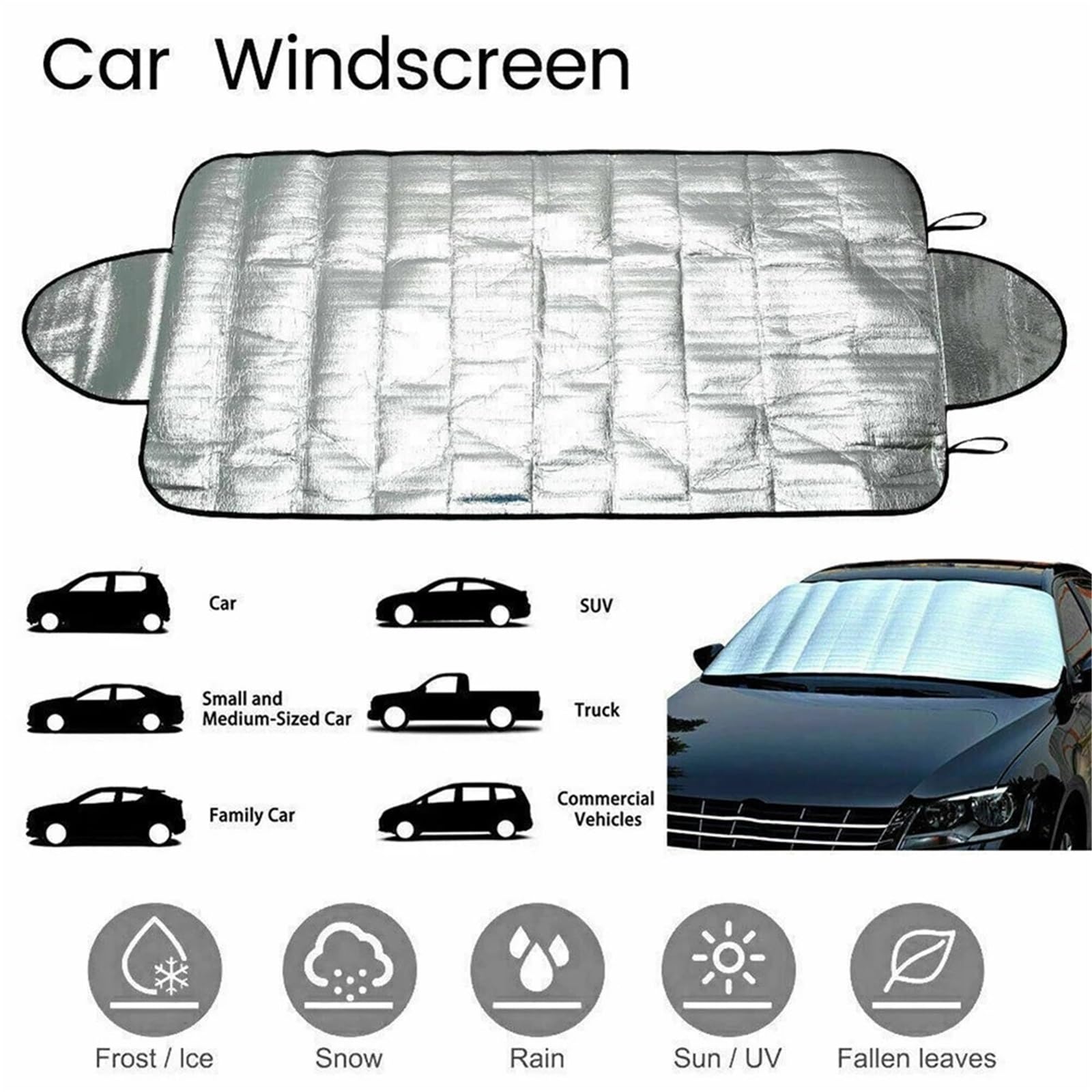 Cubierta Universal para Nieve para Parabrisas de Coche, Protector contra heladas, Lluvia y Sol para la mayoría los Coches SUV